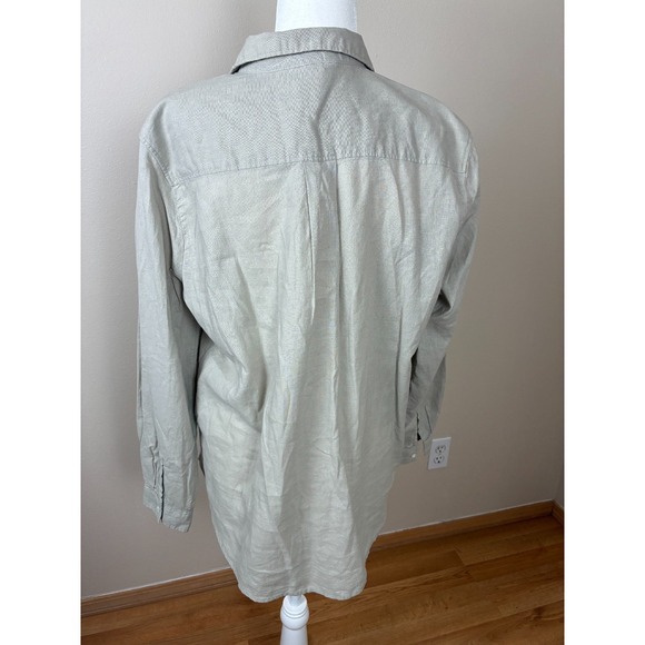 H&M Linen Blend Beige Long Sleeve Button Up Men's M Preppy Casual Soft NWT (P13) - Picture 2 of 10